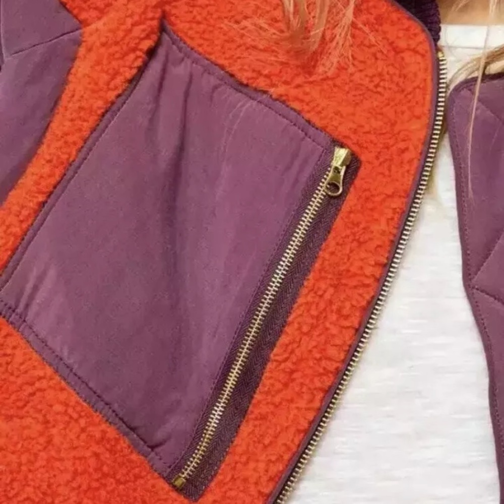 M FREE PEOPLE Rivington Sherpa Bomber Jacket Chili - Picture 8 of 9